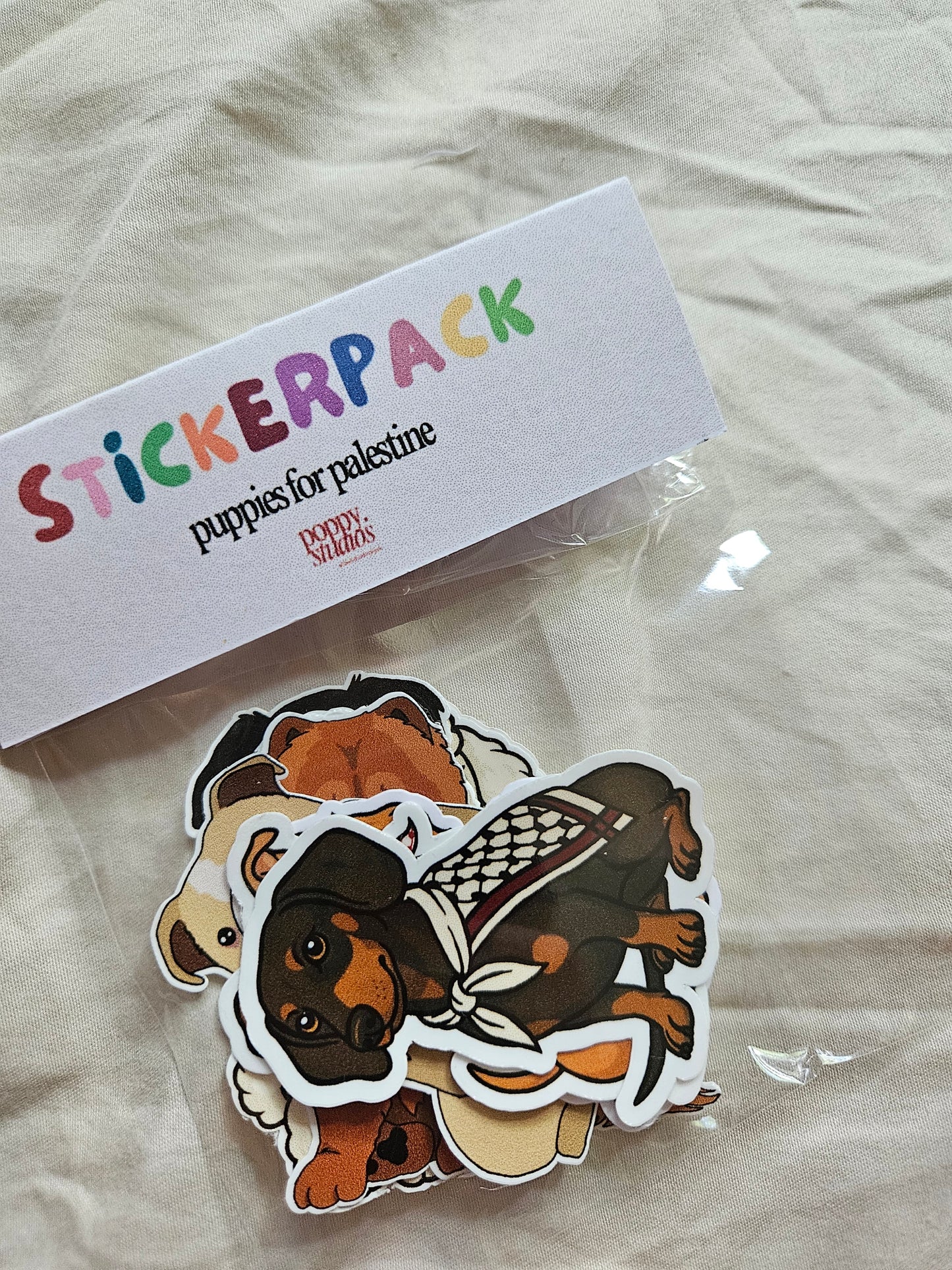 stickerpack "puppies for palestine"