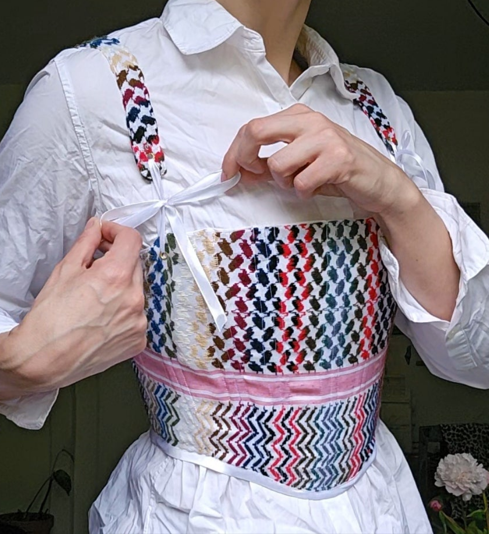 handmade corset - colourful keffiyeh