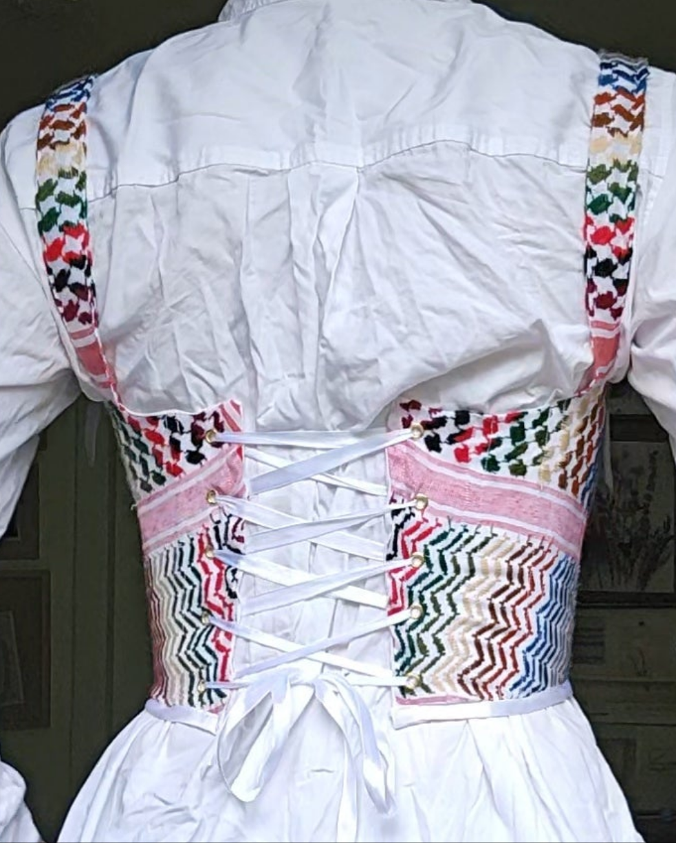 handmade corset - colourful keffiyeh