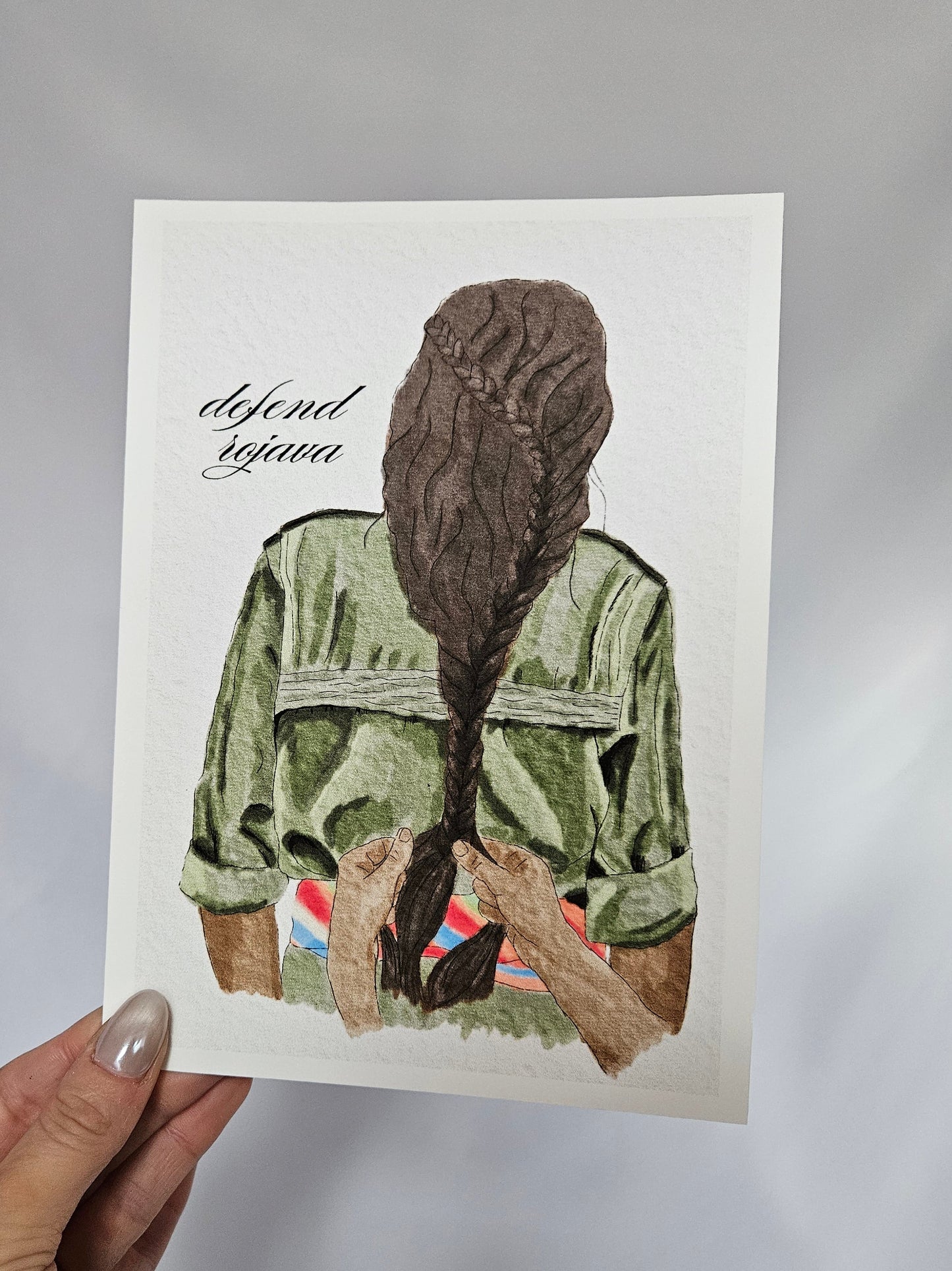 aquarell "defend rojava" soli print