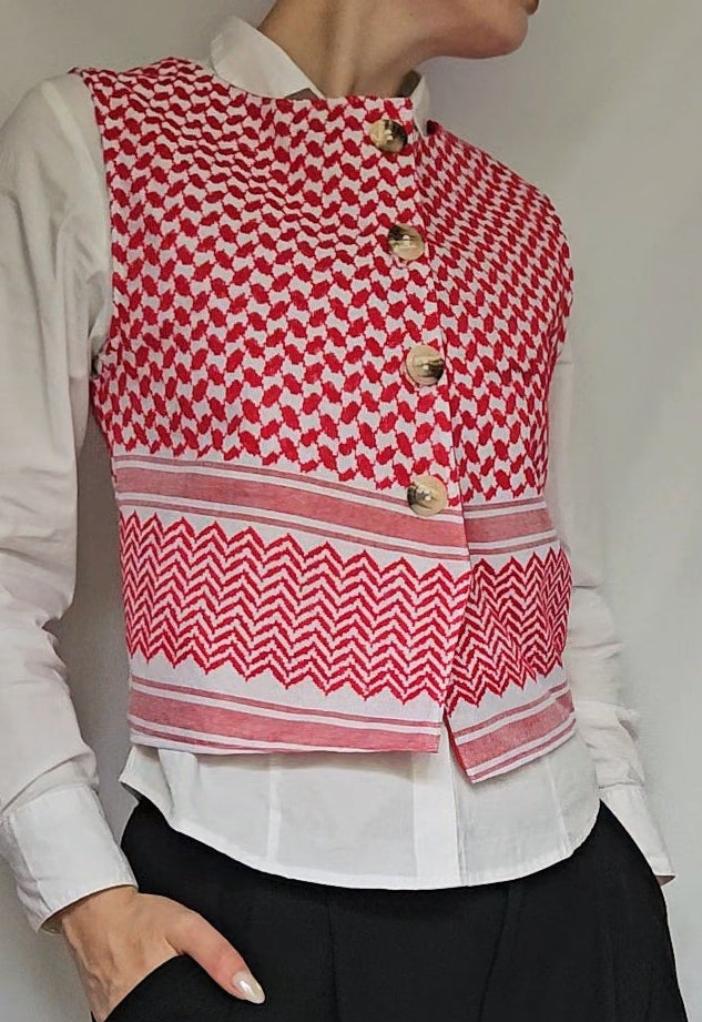 keffiyeh vest - red shemagh