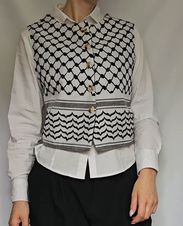 keffiyeh vest black/white