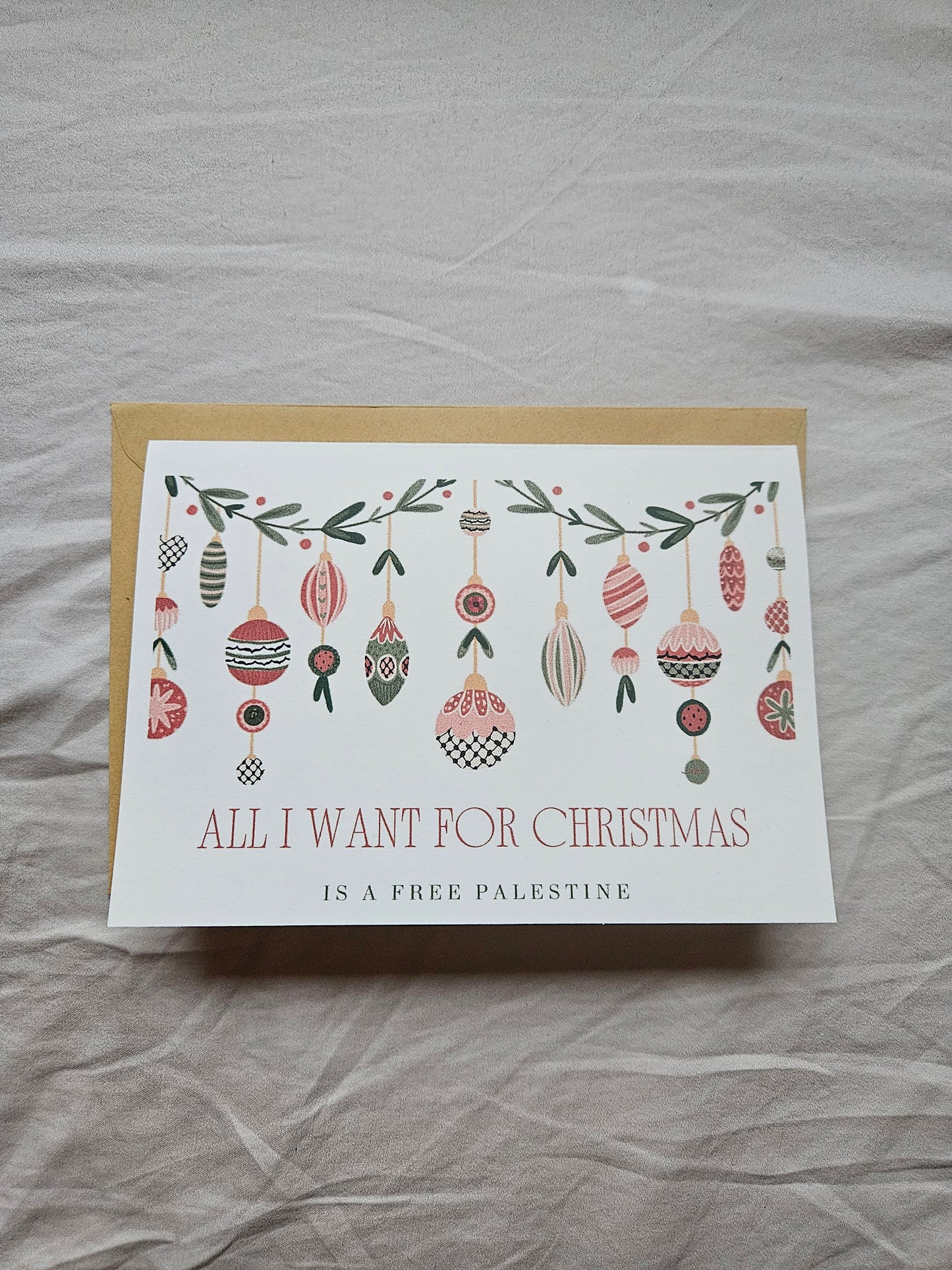 christmas card + envelope "all i want"