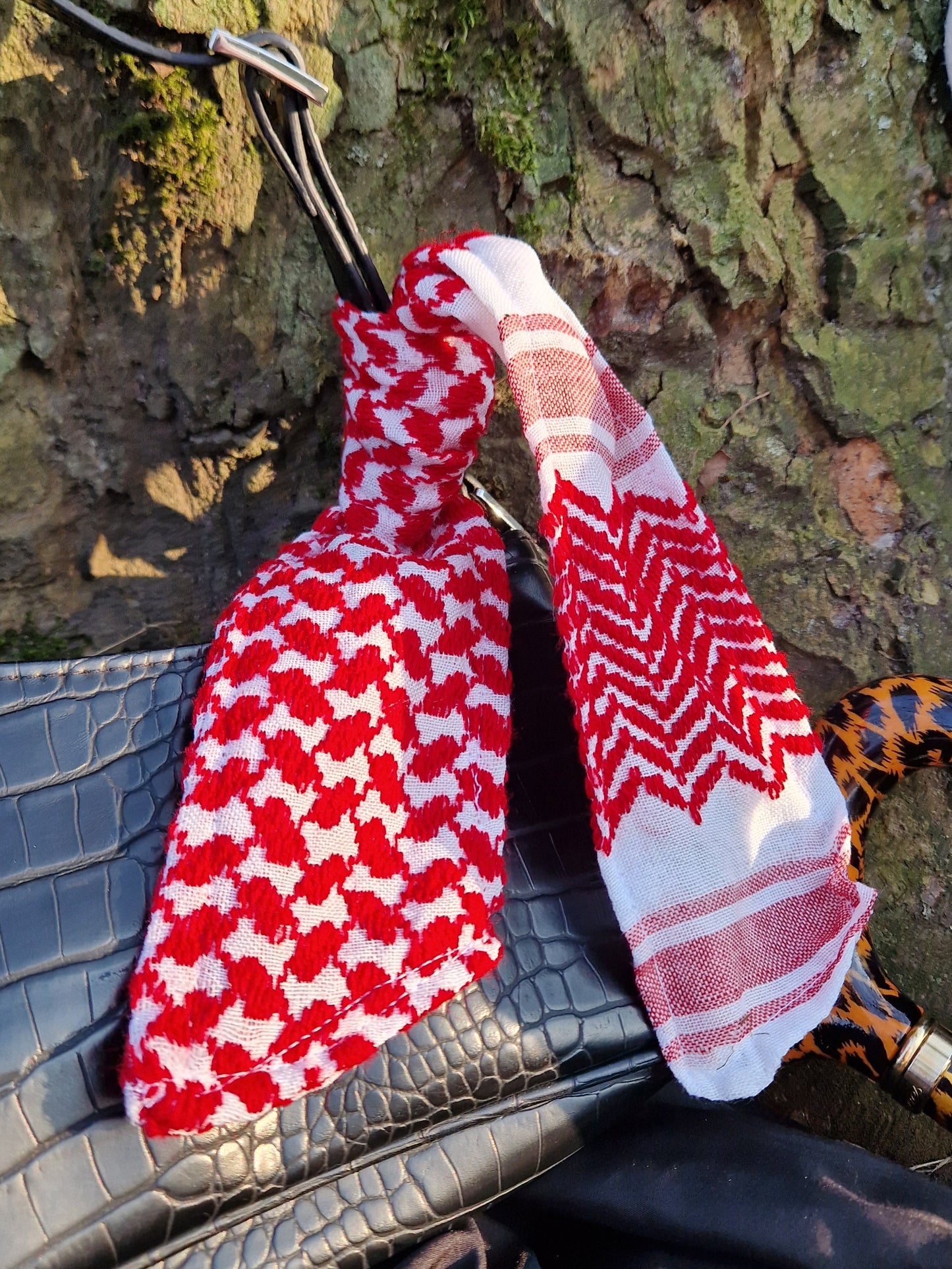 red keffiyeh bag accessory
