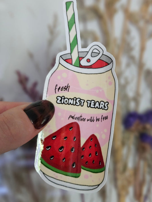 zionist tears soda can sticker