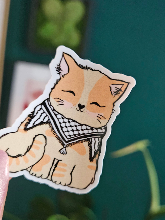 kitty with keffiyeh sticker