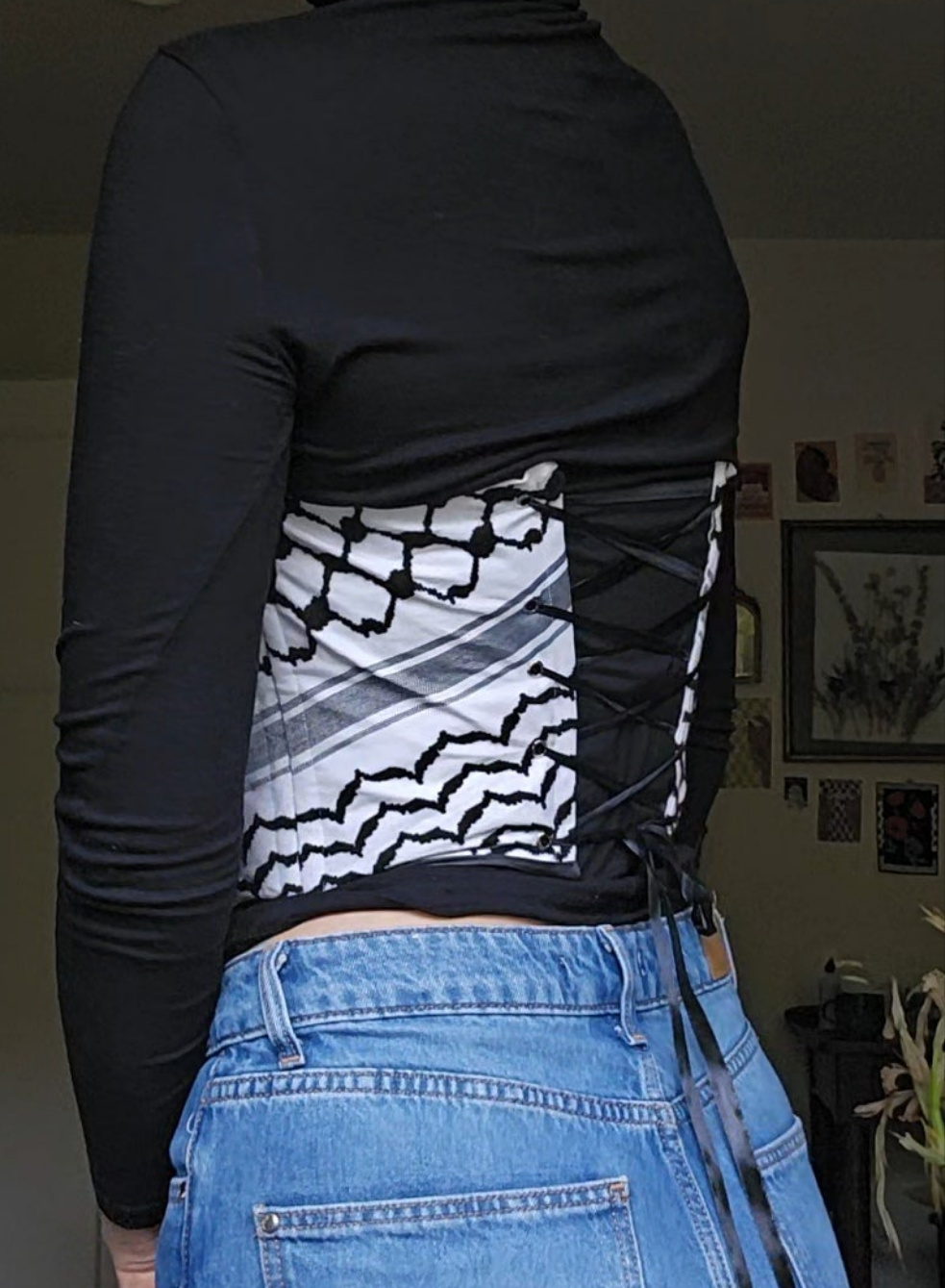 handmade corset -  keffiyeh pattern