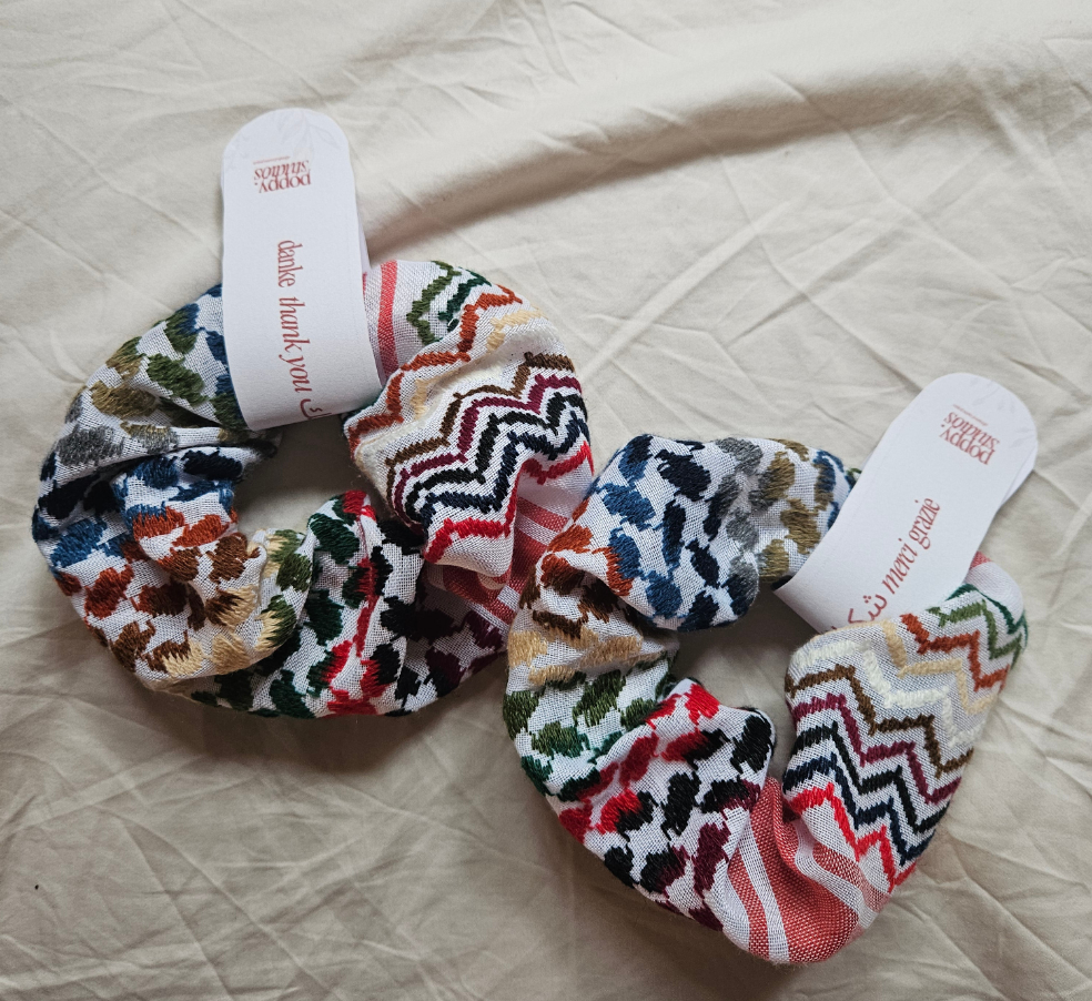 colourful keffiyeh scrunchie
