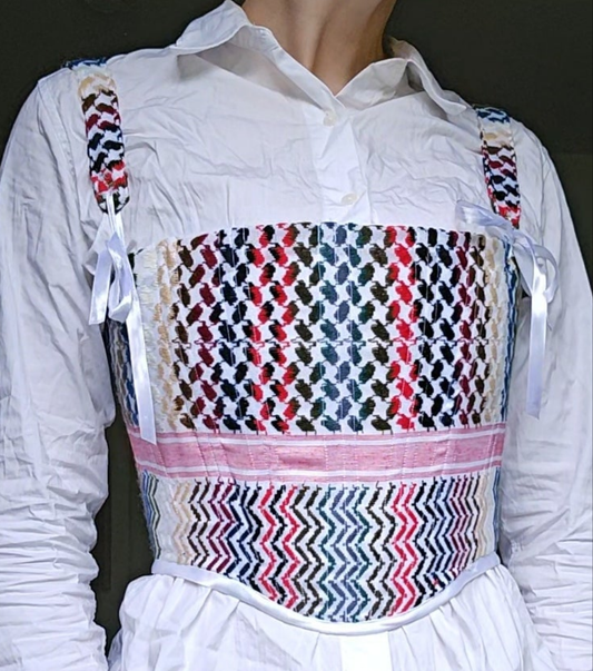 handmade corset - colourful keffiyeh