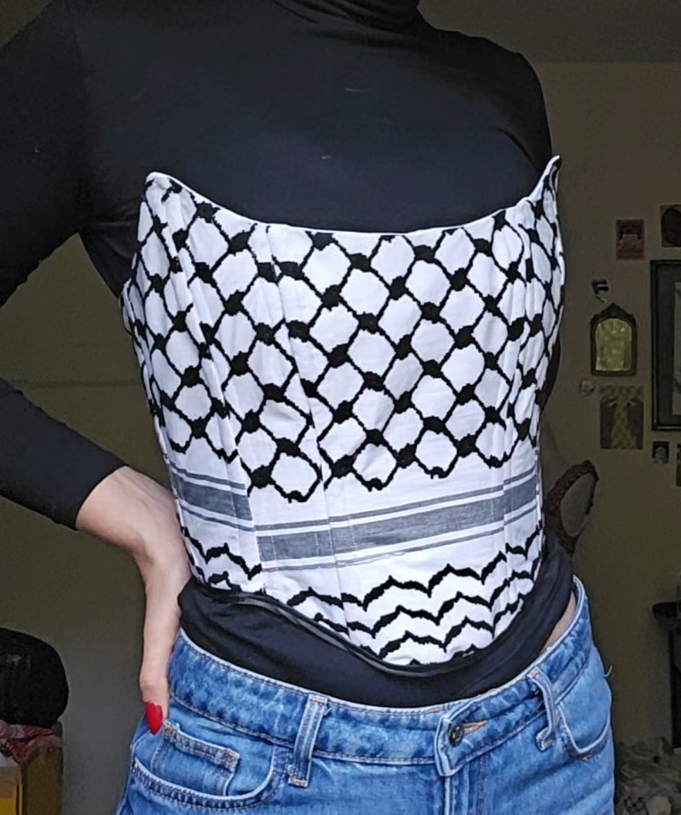 handmade corset -  keffiyeh pattern