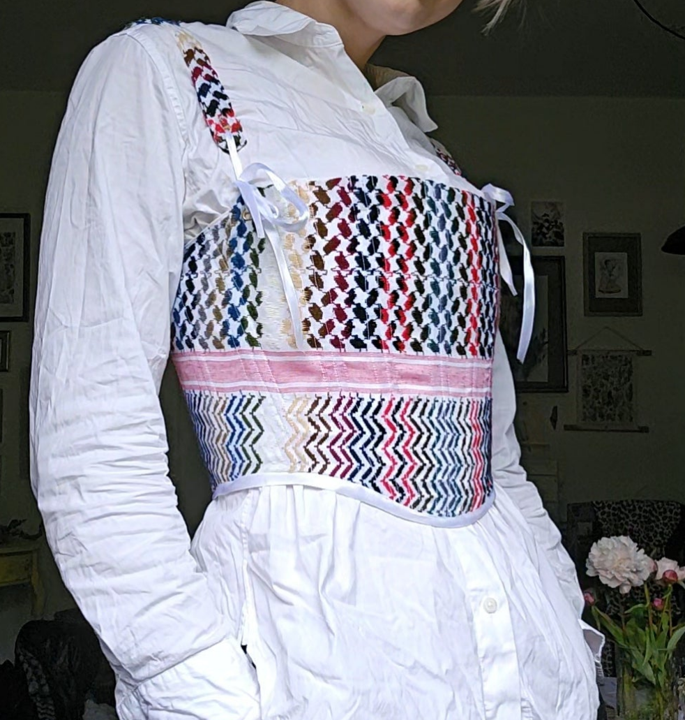 handmade corset - colourful keffiyeh