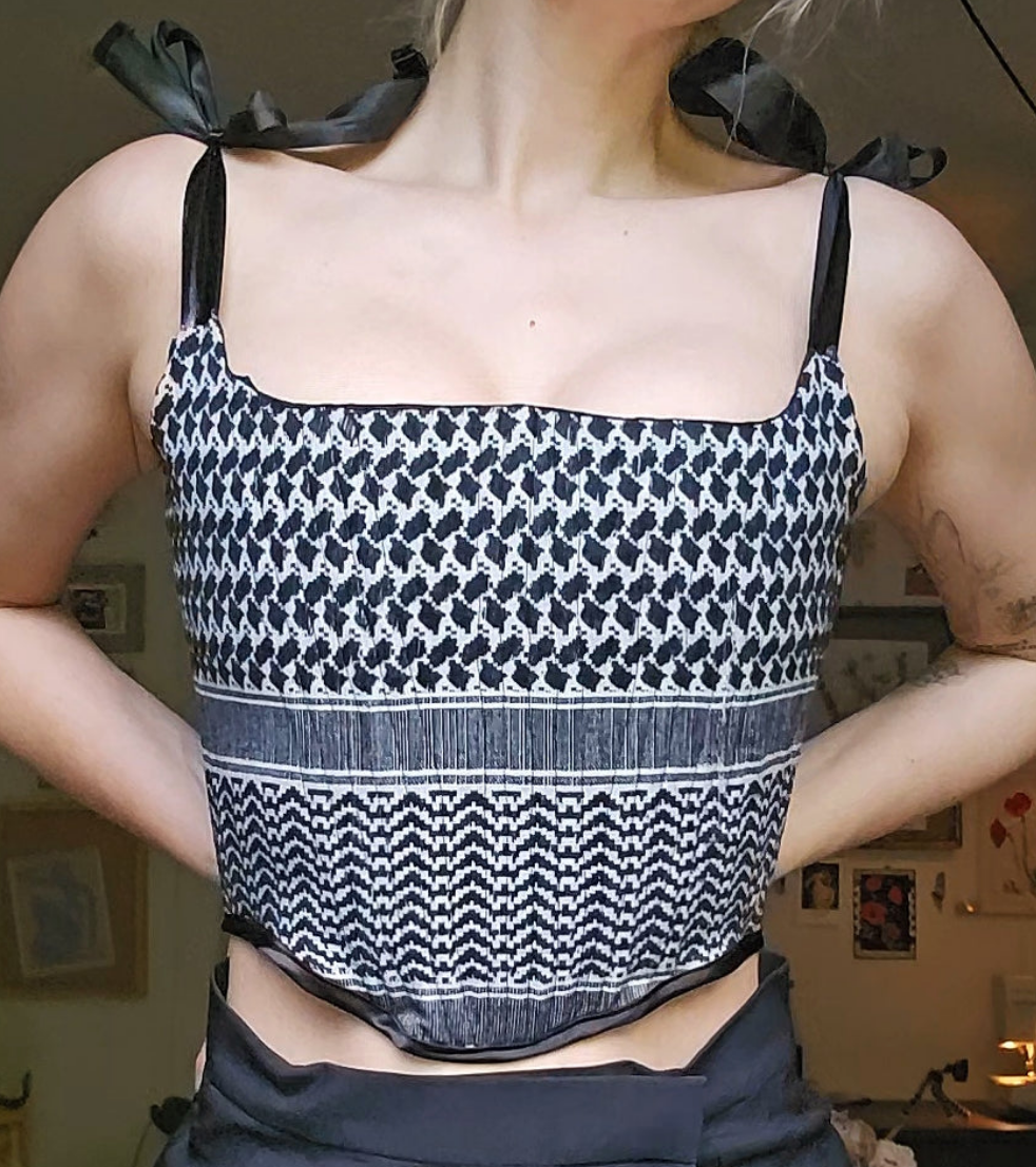 handmade corset - upcycled keffiyeh