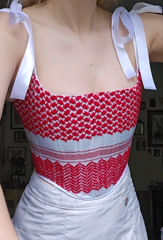 handmade corset - red keffiyeh