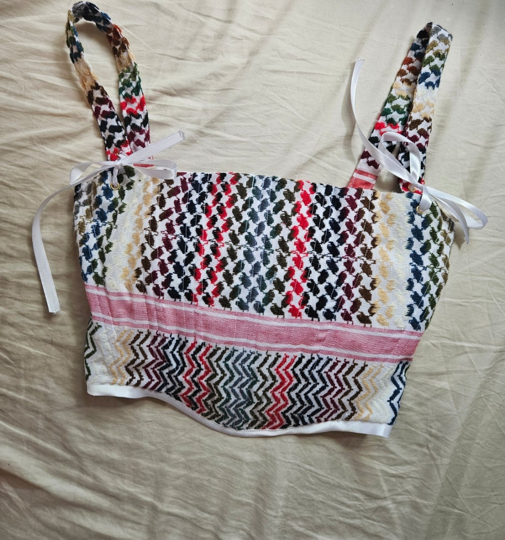 handmade corset - colourful keffiyeh
