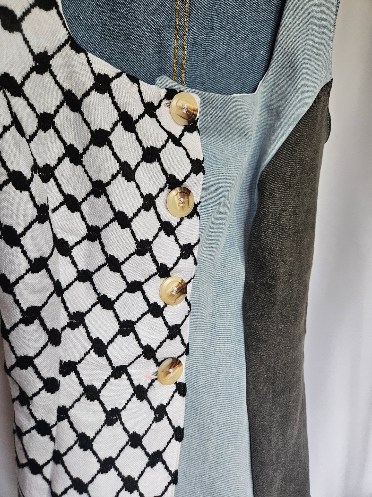 long keffiyeh denim vest