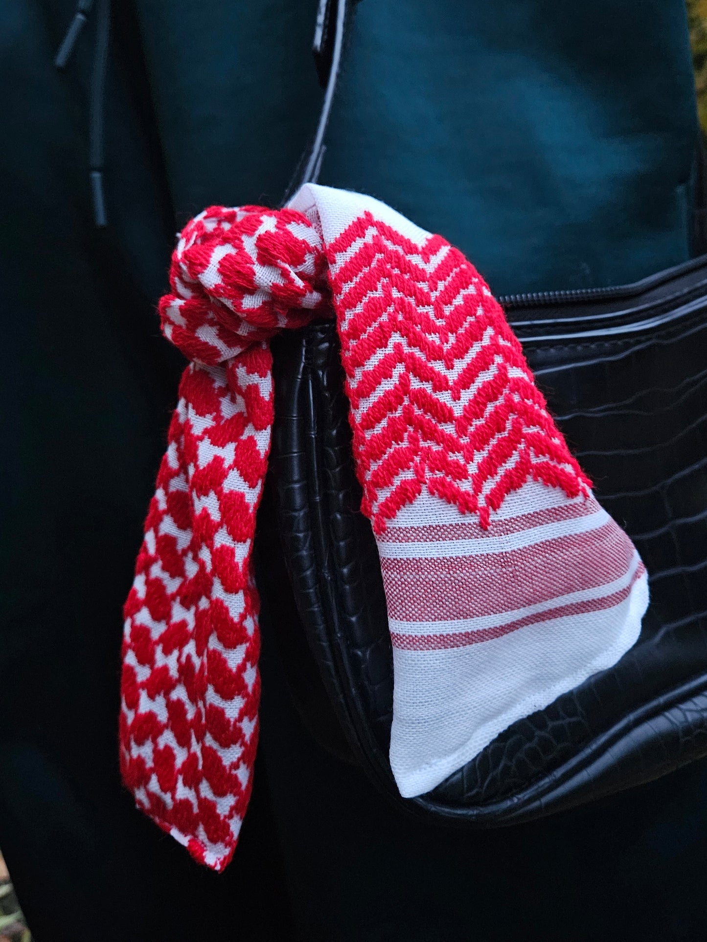 red keffiyeh bag accessory