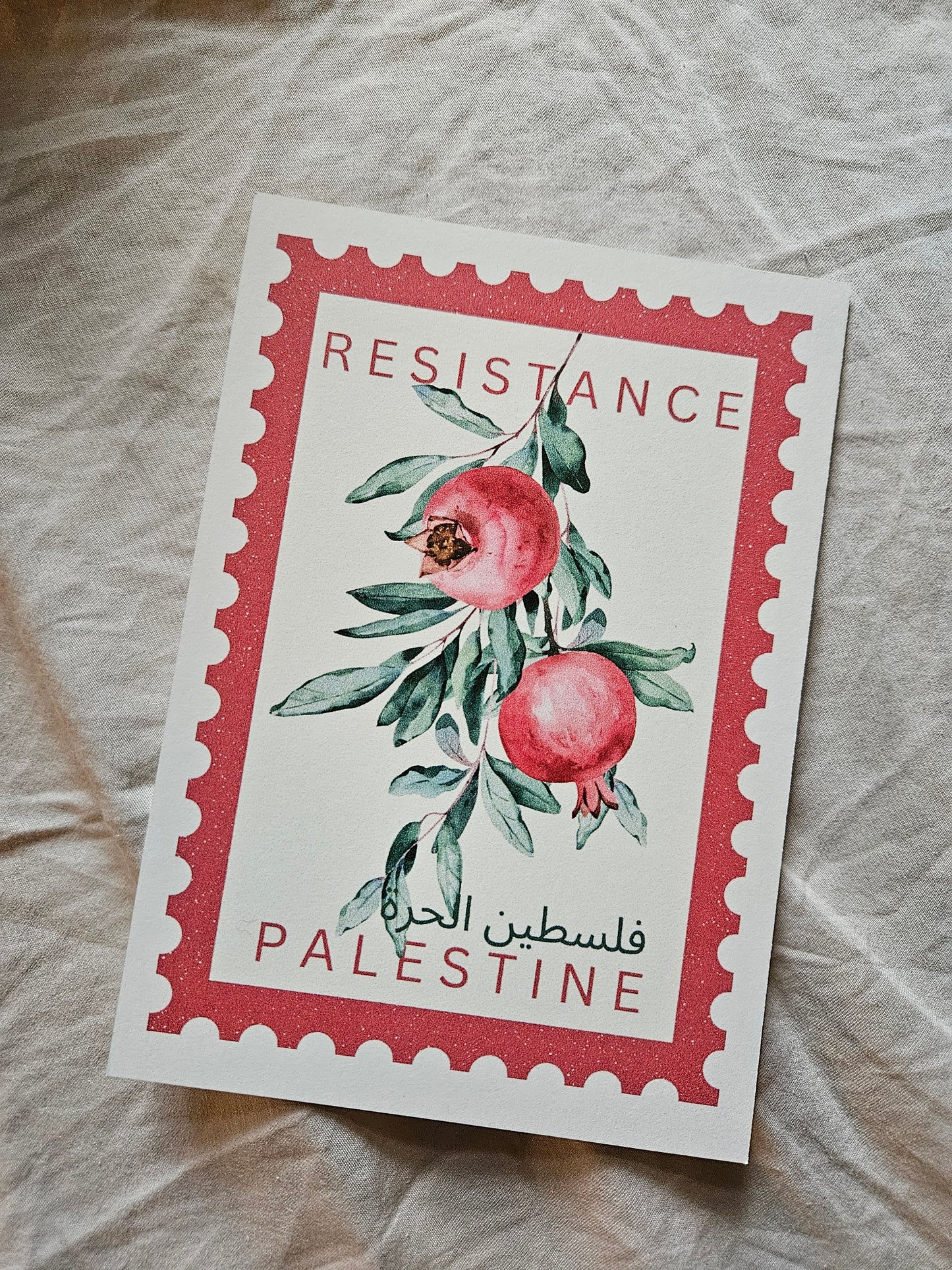 postcard "stamp resistance" pomegranate