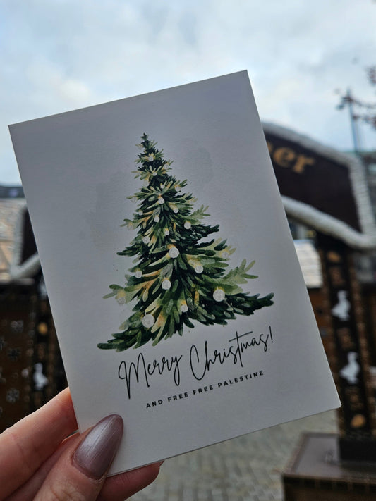 christmas card "free free palestine"