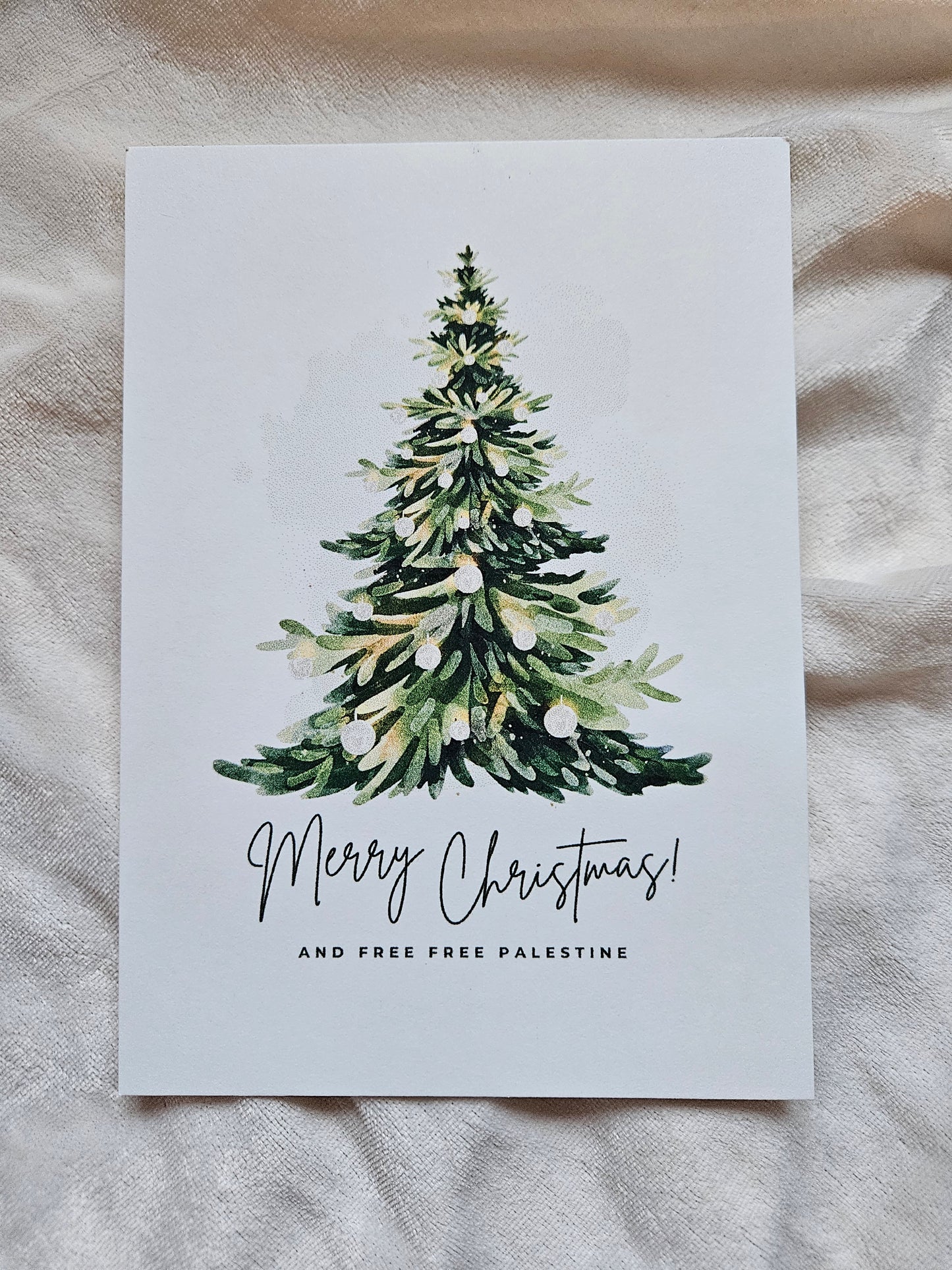 christmas card "free free palestine"