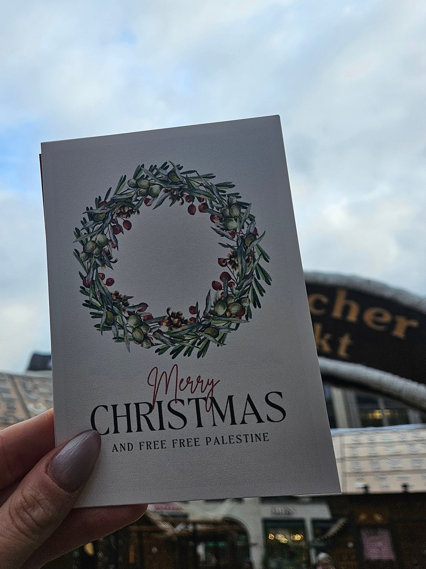 christmas card "free palestine"