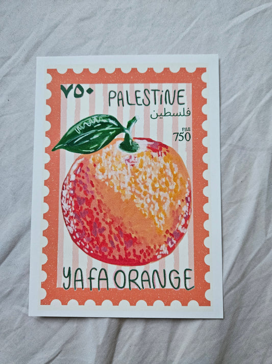 stamp postcard acrylic yafa orange
