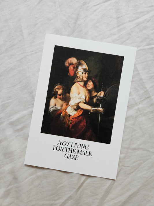 postcard "not living for the male gaze"