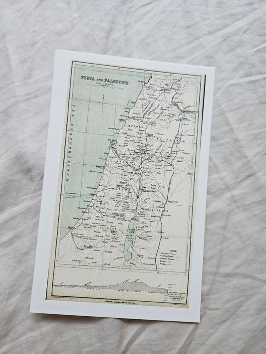 postcard of map "syria and palestine" 1908