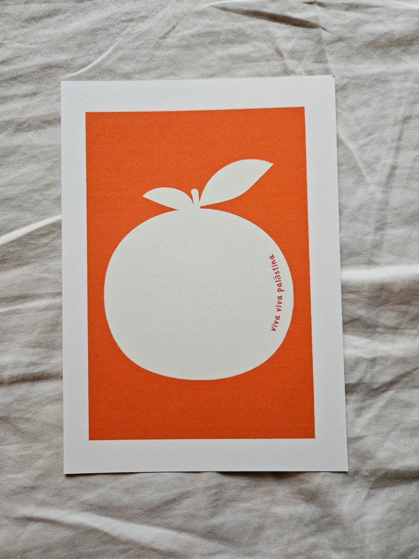 postcard "viva viva palastina" orange