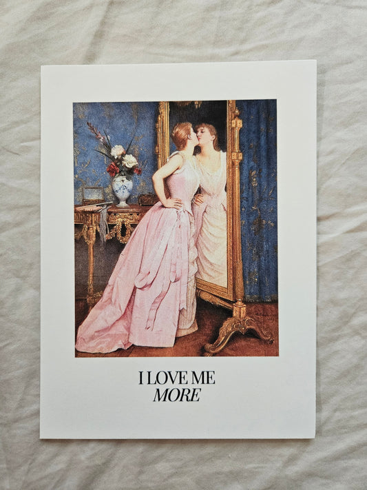 postcard "I love me more"