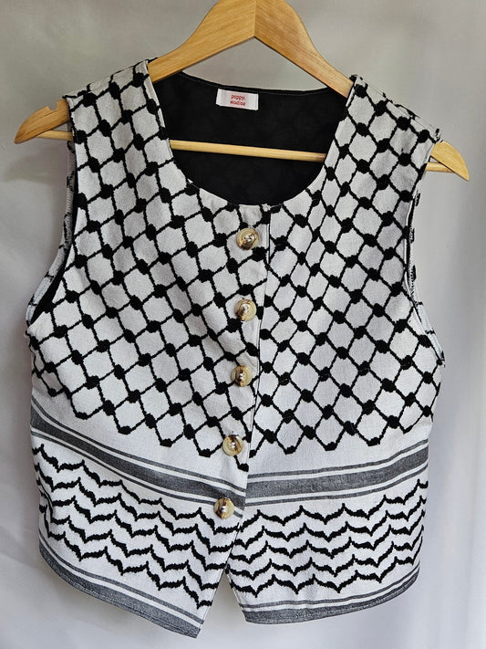 keffiyeh vest black/white