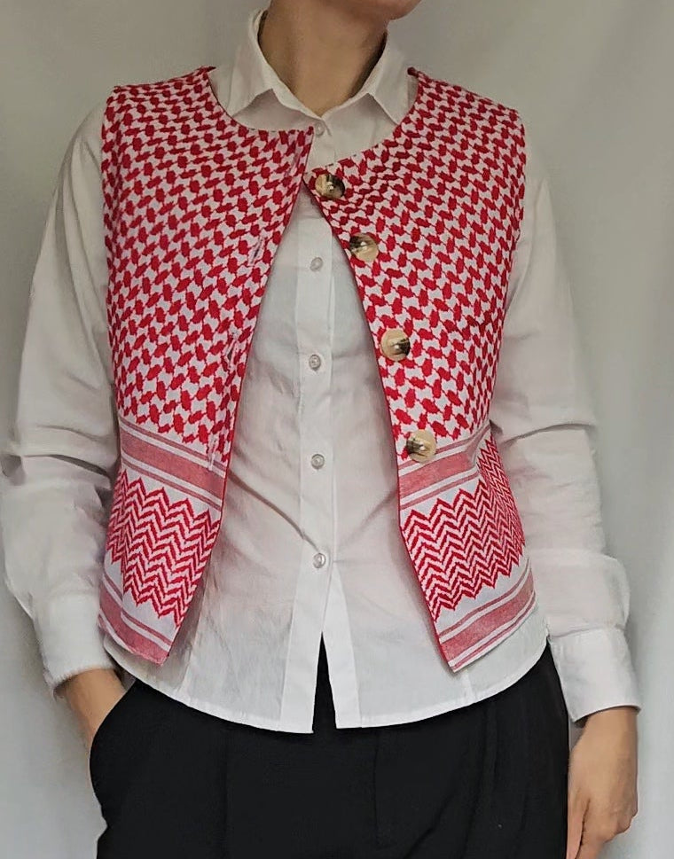 keffiyeh vest - red shemagh