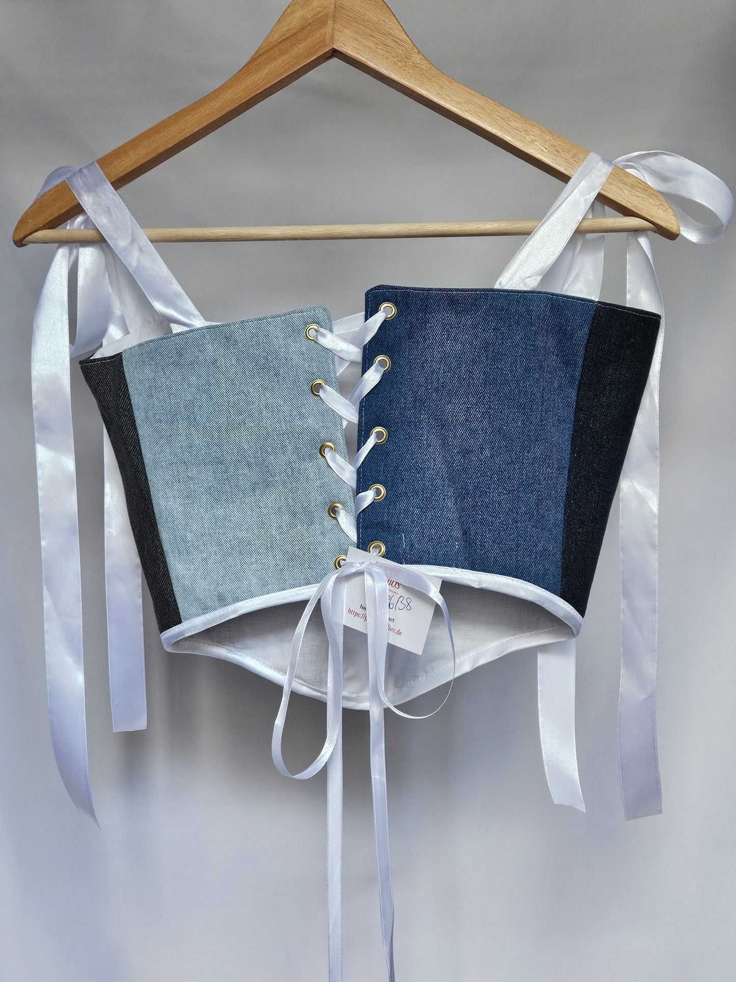 handmade corset - denim keffiyeh