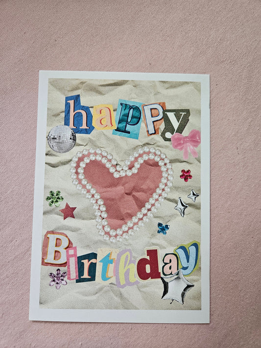 happy birthday postcard "heart picture"