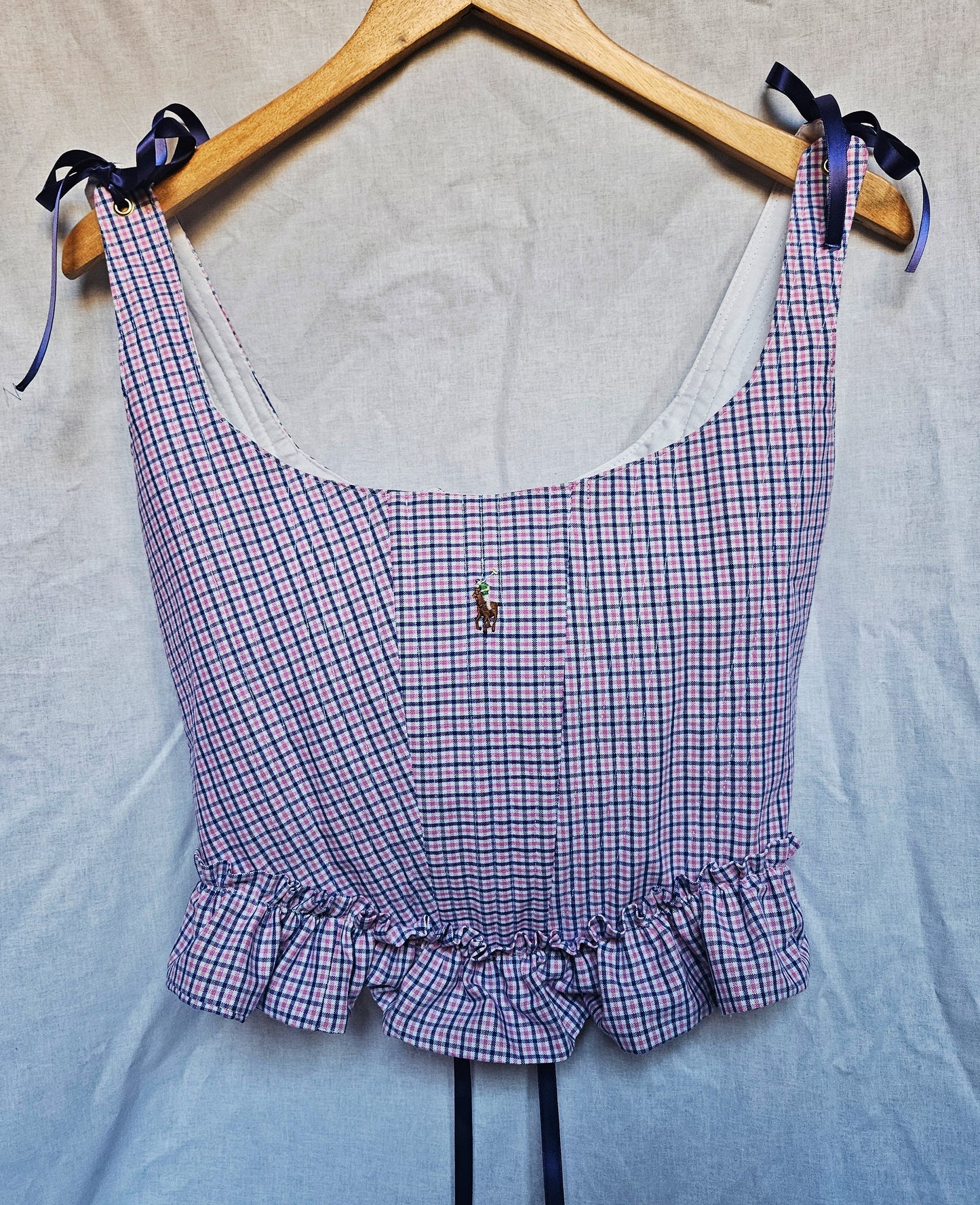 handmade ruffled corset - ucycled ralph lauren