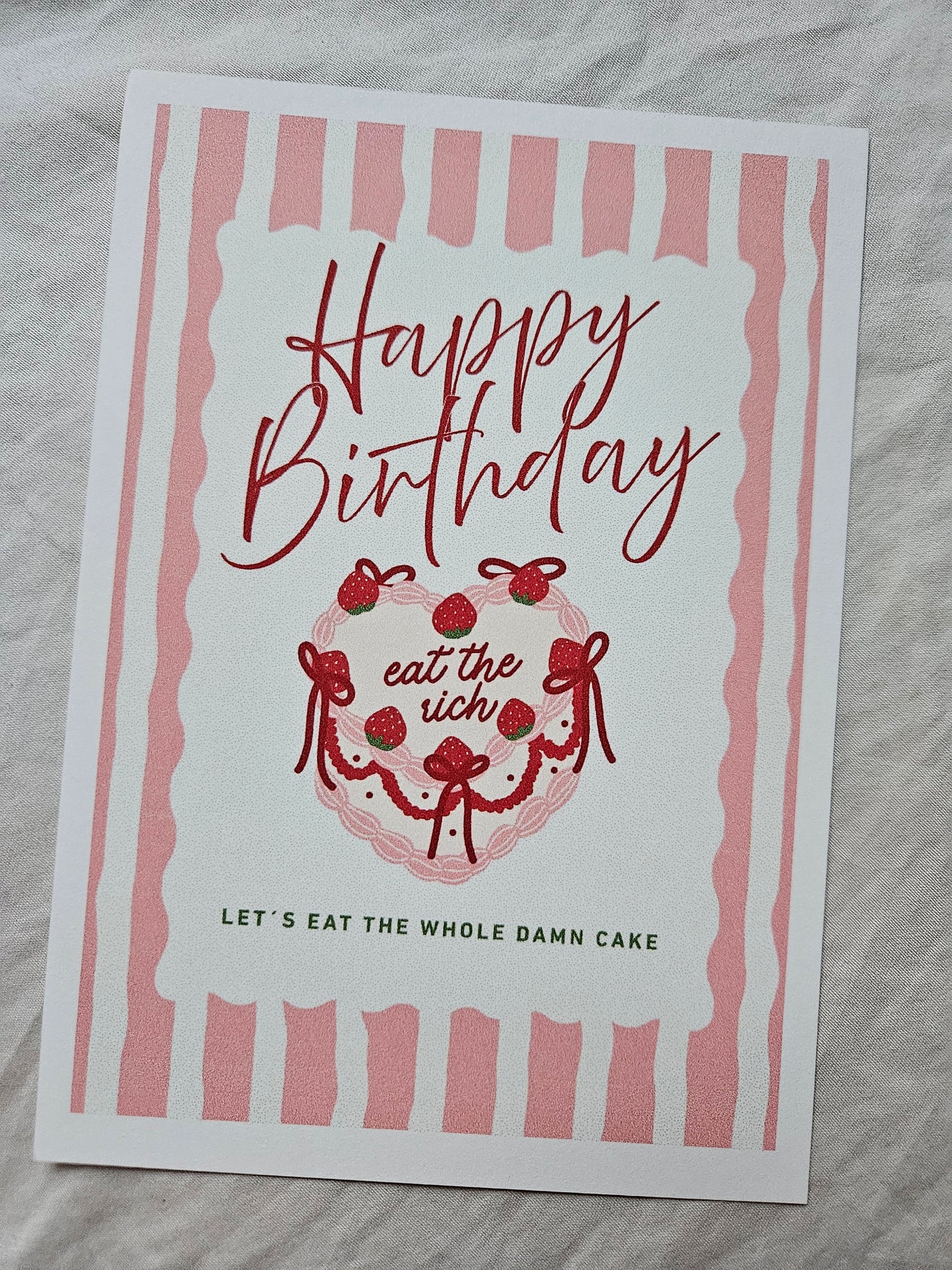happy birthday postcard "eat the rich"