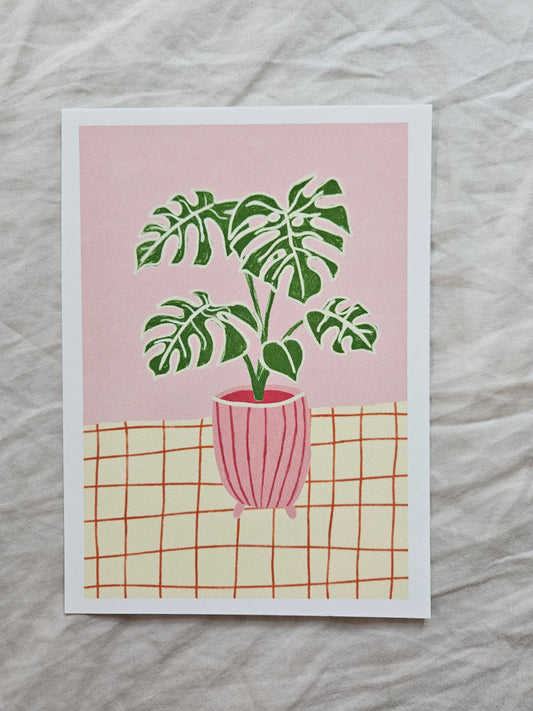postcard "illustrated minimalistic monstera"
