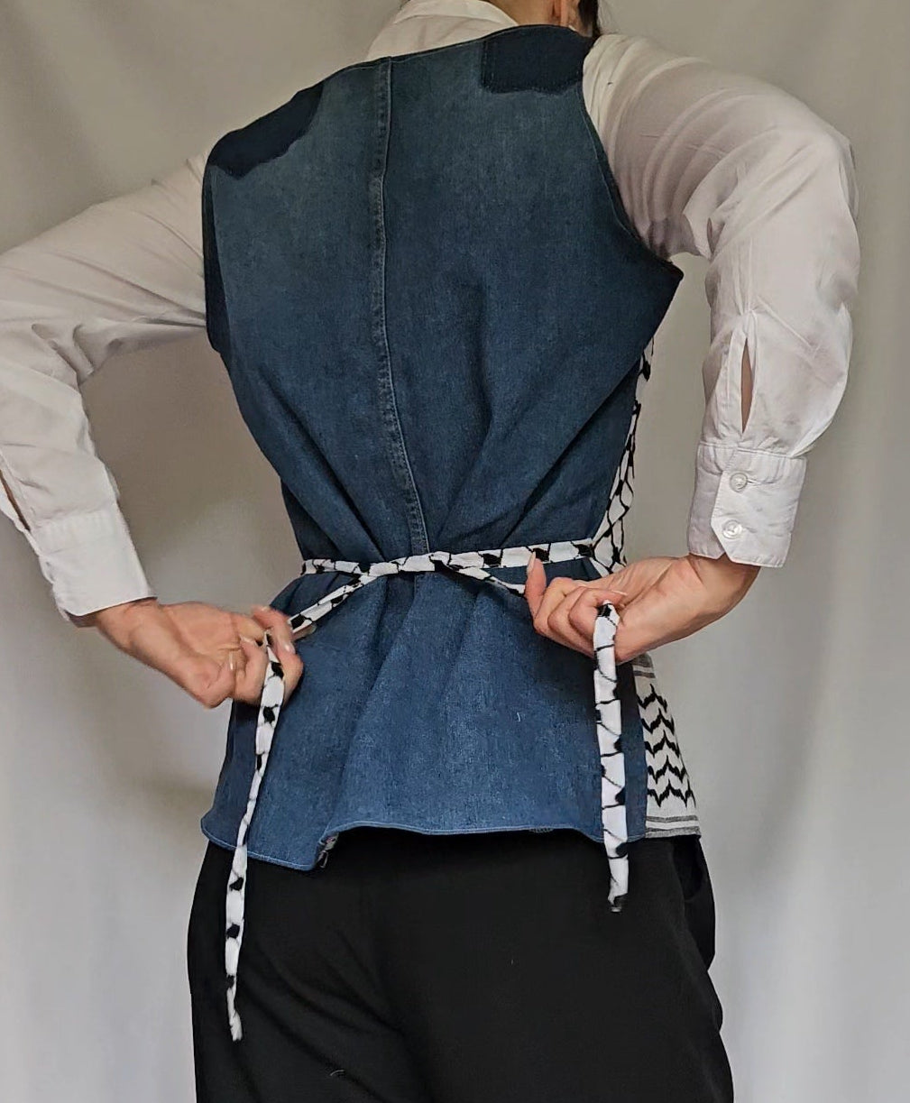 long keffiyeh denim vest