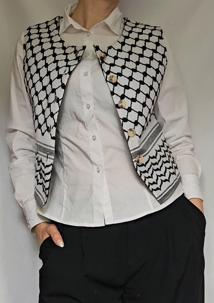 keffiyeh vest black/white