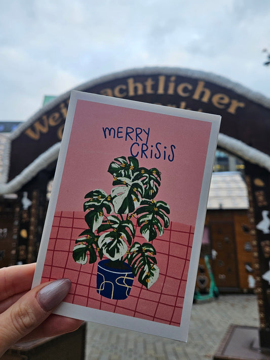 holiday card "merry crisis"