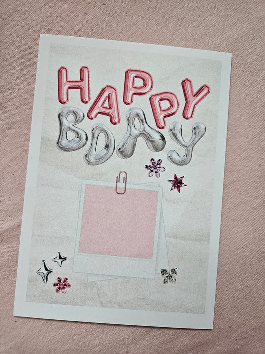 happy birthday postcard "polaroid"