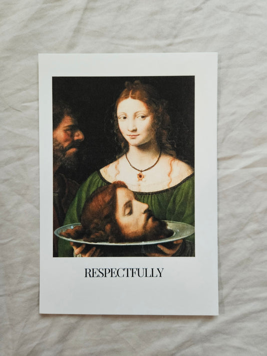 postcard "respectfully"