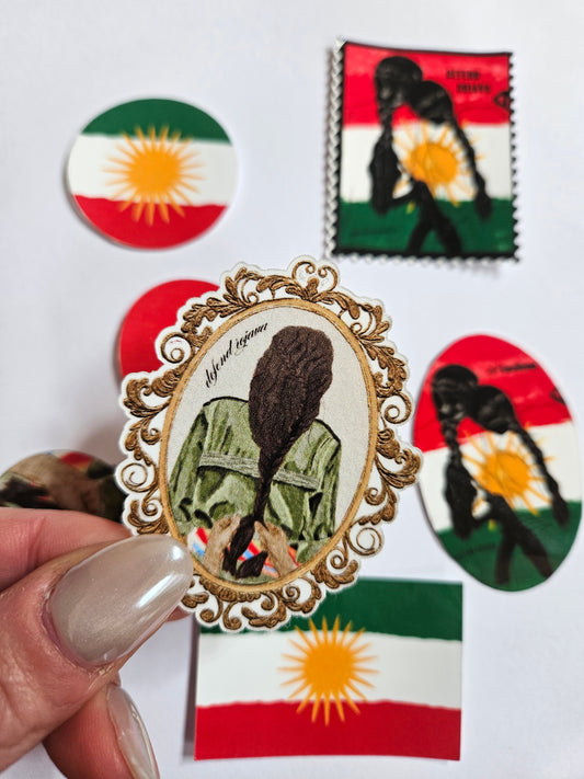 sticker kurdish woman watercolor