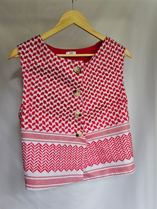 keffiyeh vest - red shemagh