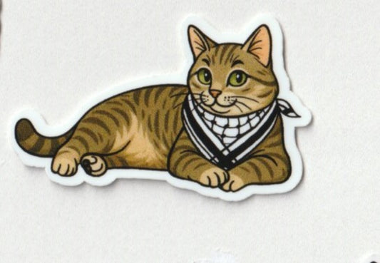 Mona with keffiyeh sticker